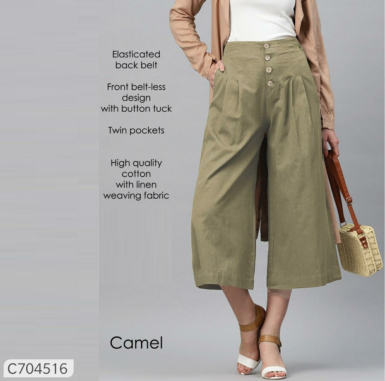 Women's Cotton Solid Culotte