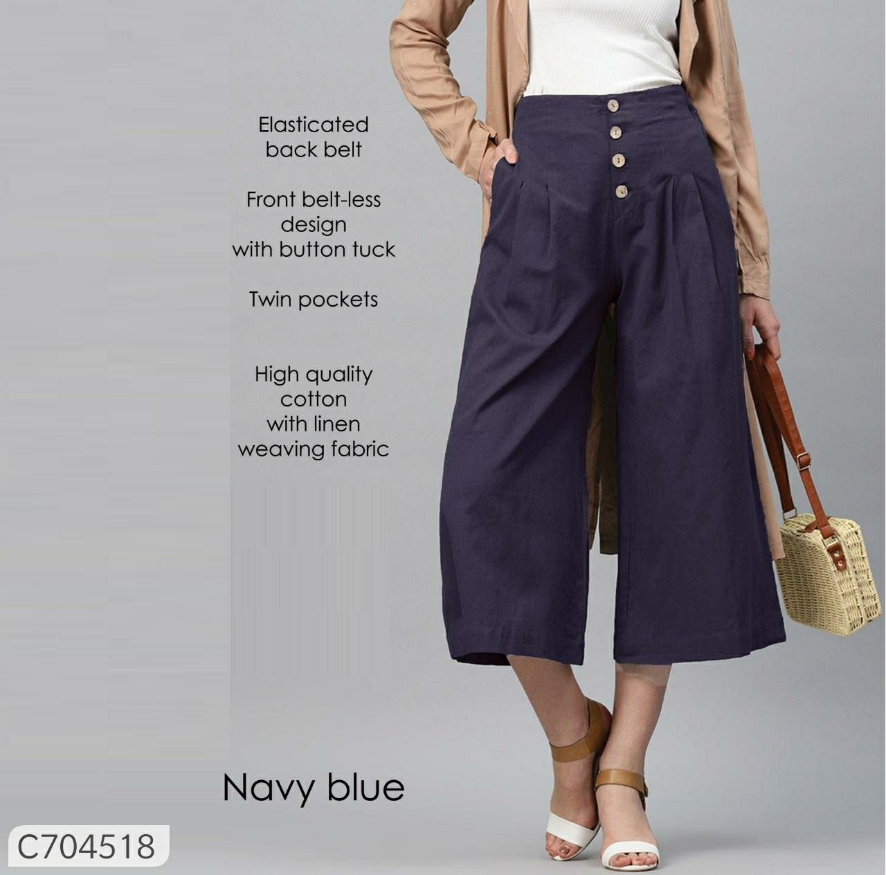Women's Cotton Solid Culotte