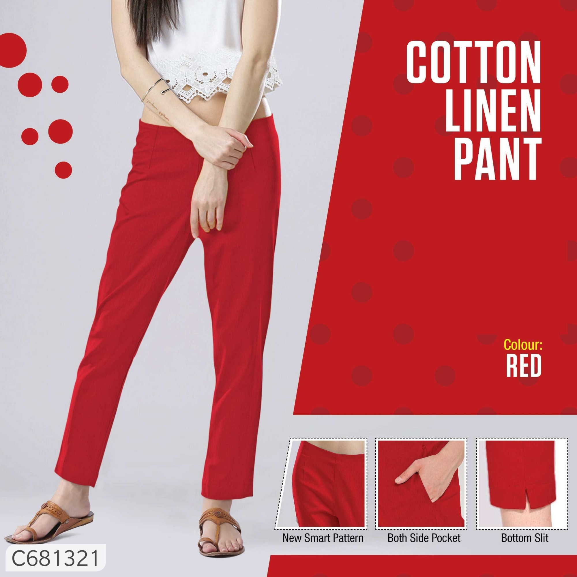 Women's Cotton Linen Solid Pant