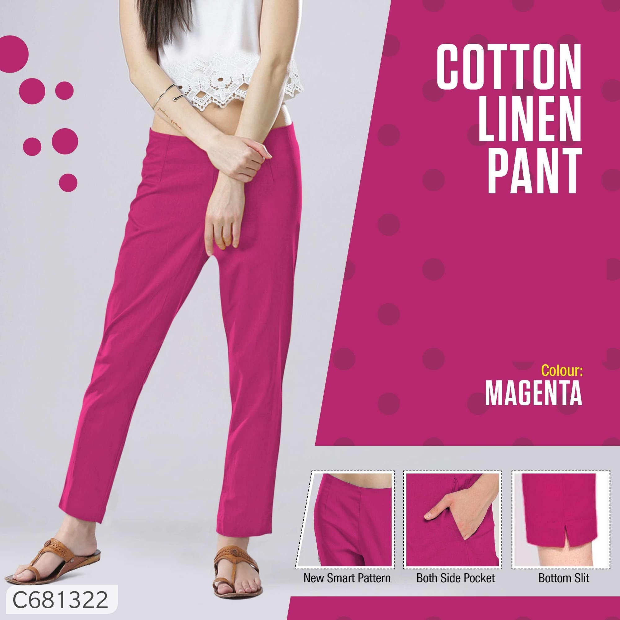 Women's Cotton Linen Solid Pant