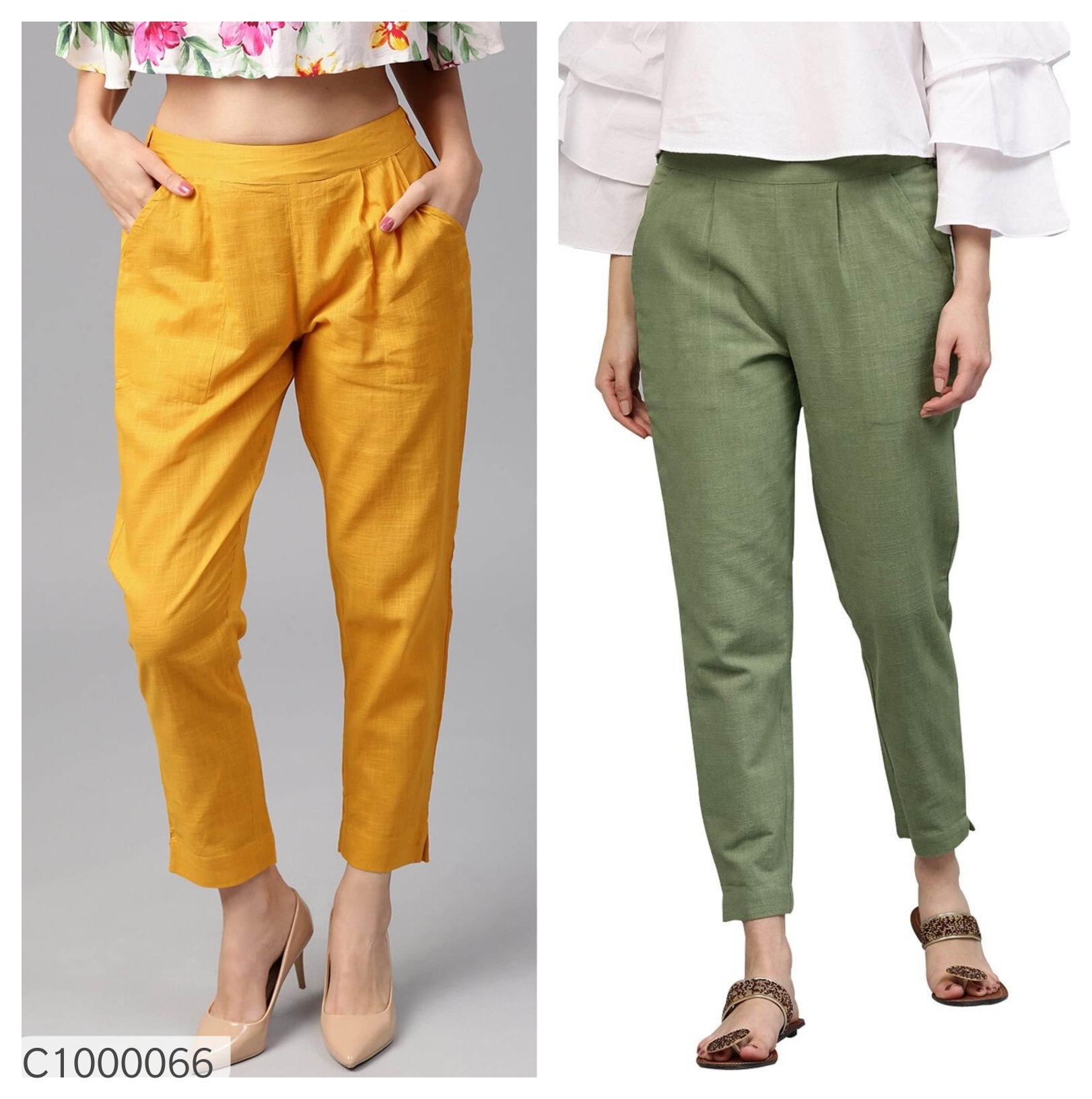 Women's Cotton Blend Trousers Buy 1 Get 1 Free