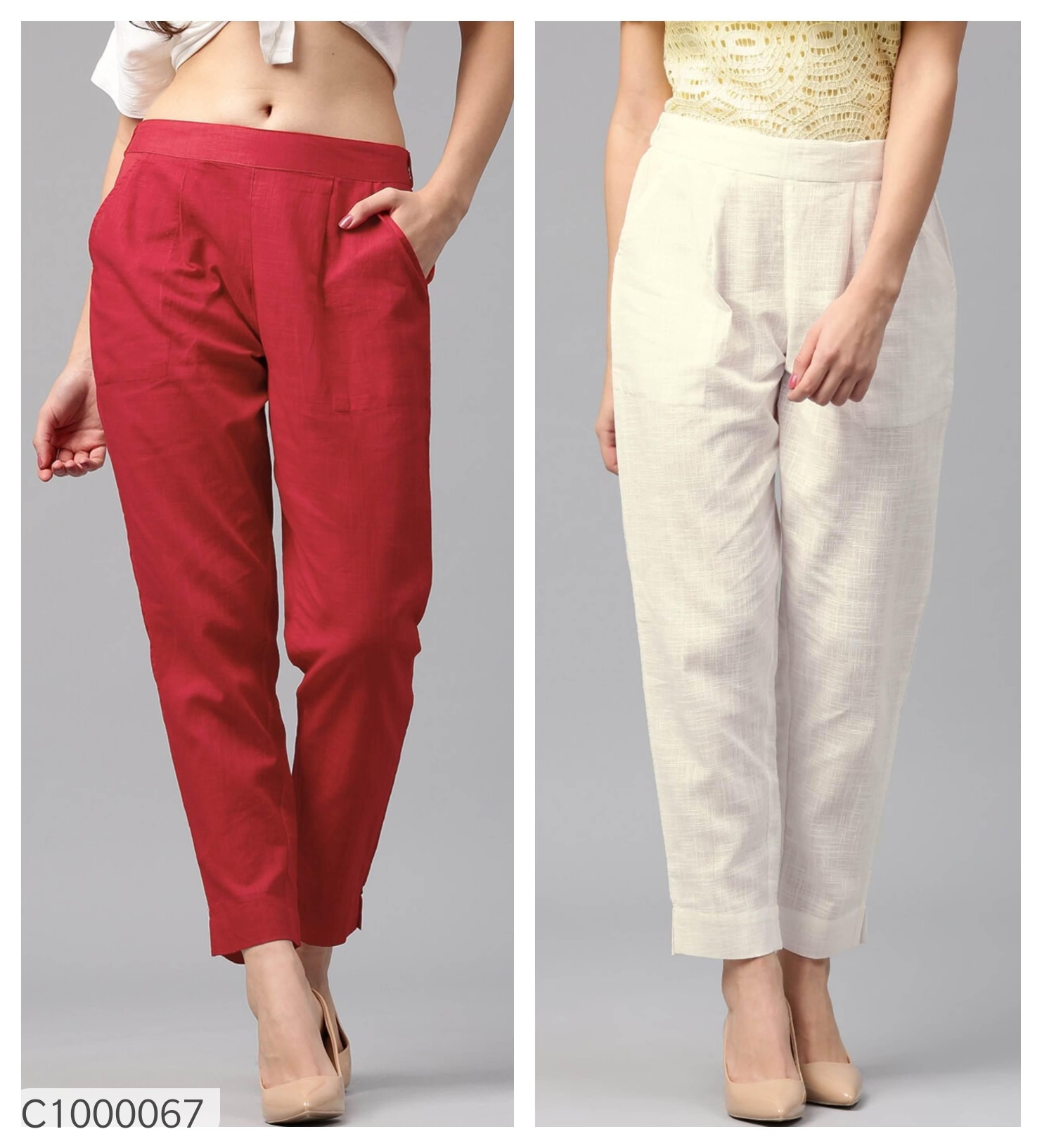 Women's Cotton Blend Trousers Buy 1 Get 1 Free