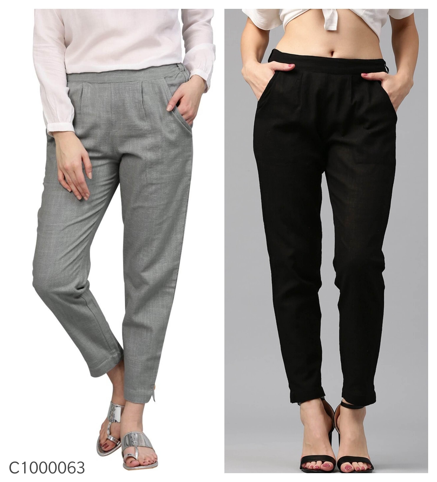 Women's Cotton Blend Trousers Buy 1 Get 1 Free