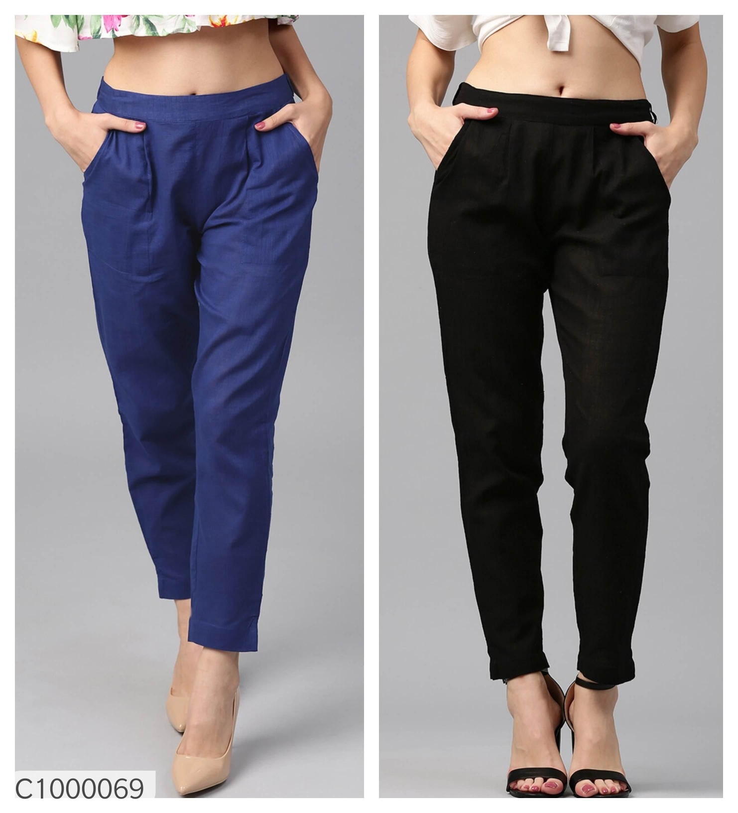 Women's Cotton Blend Trousers Buy 1 Get 1 Free