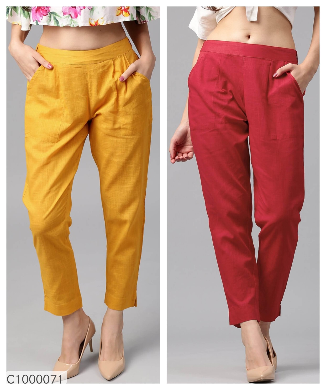 Women's Cotton Blend Trousers Buy 1 Get 1 Free