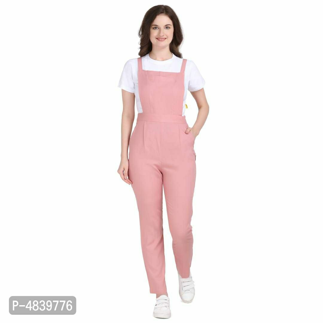 Stylish Cotton With Rayon Blend Pink Jumpsuit For Women