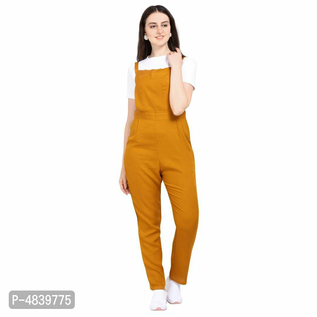 Stylish Cotton With Rayon Blend Mustard Jumpsuit For Women