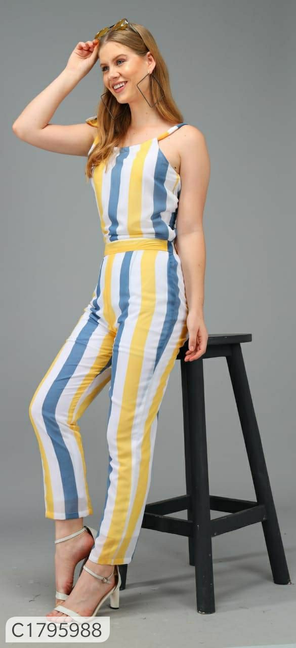 Women's Georgette Stripes Jumpsuit