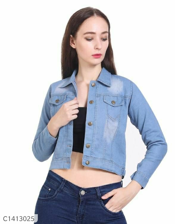 Women's Denim Solid Jacket