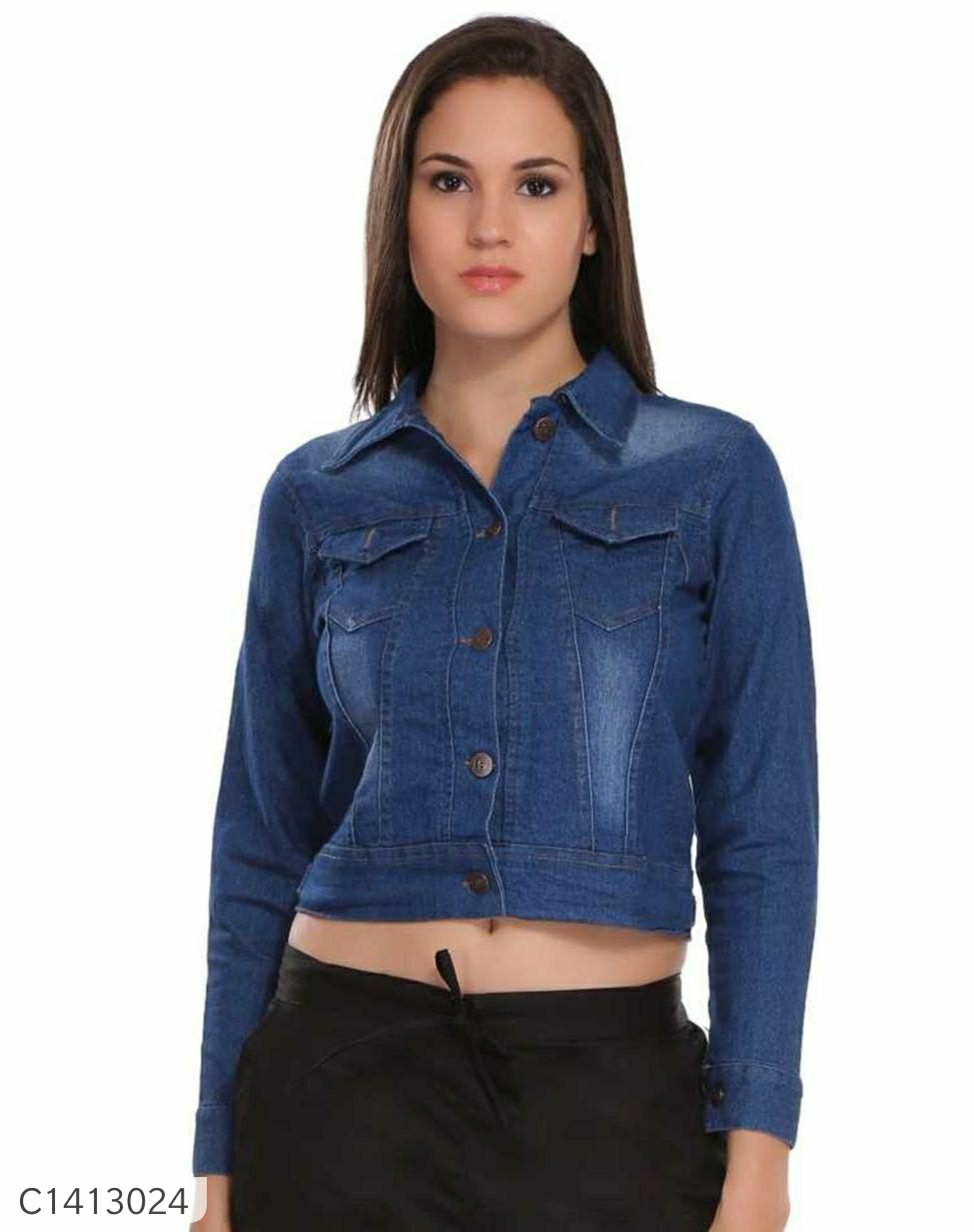 Women's Denim Solid Jacket