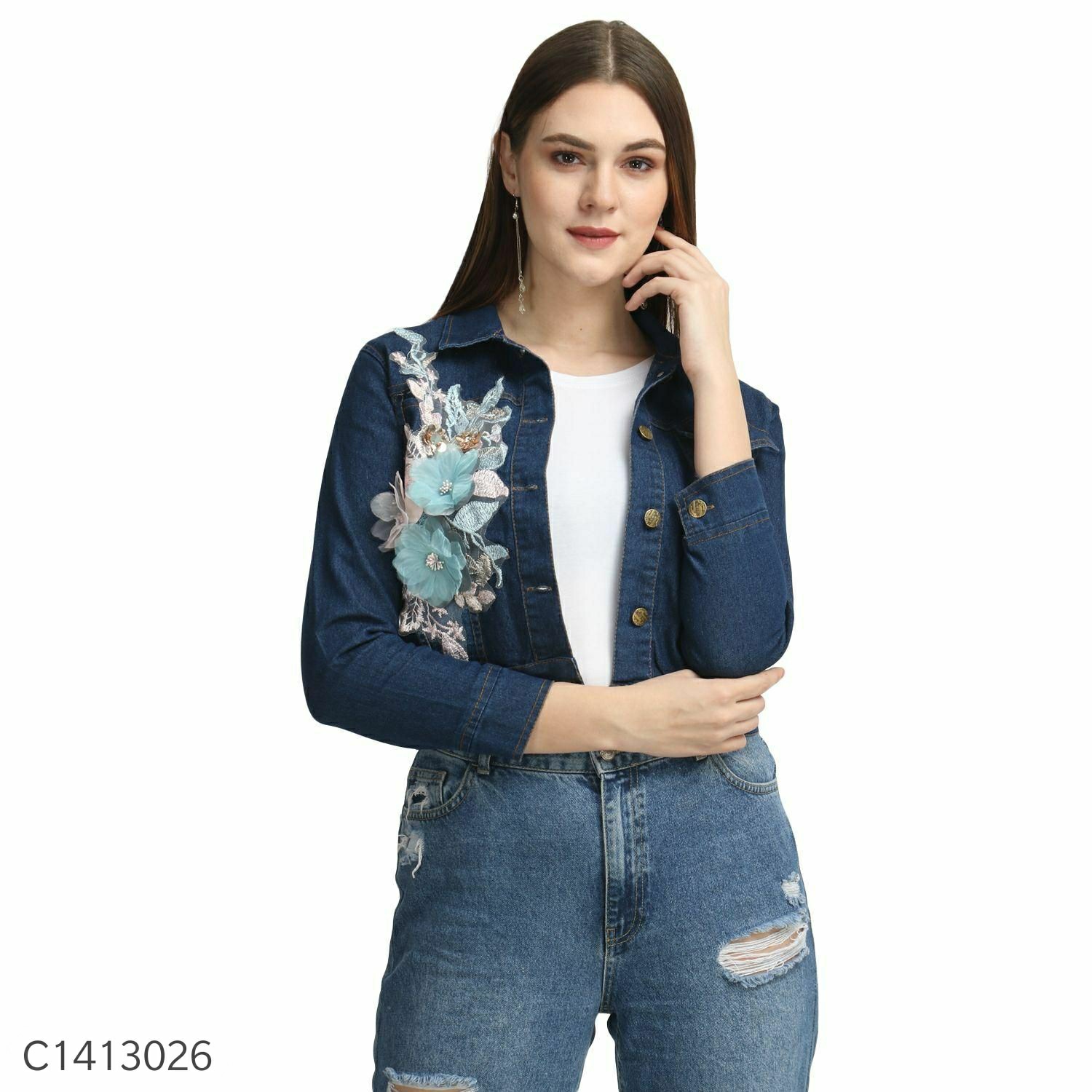 Women's Denim Patch Jacket