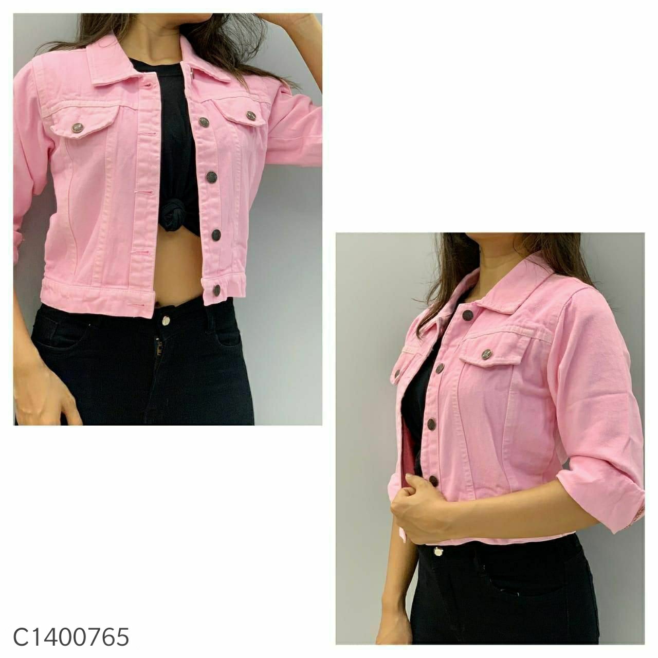 Women's Solid Denim Jacket