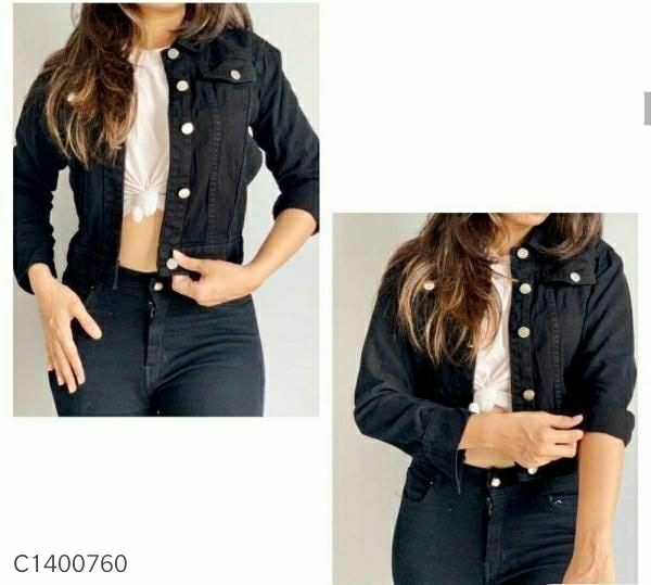  Women's Solid Denim Jacket