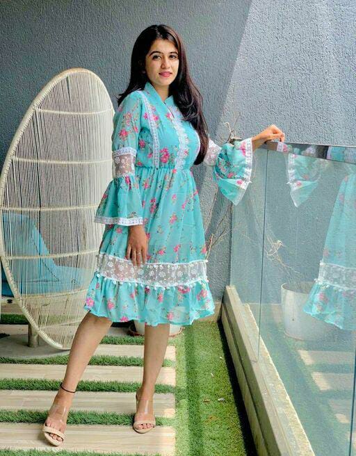 Sky Blue Pumpum lace dress