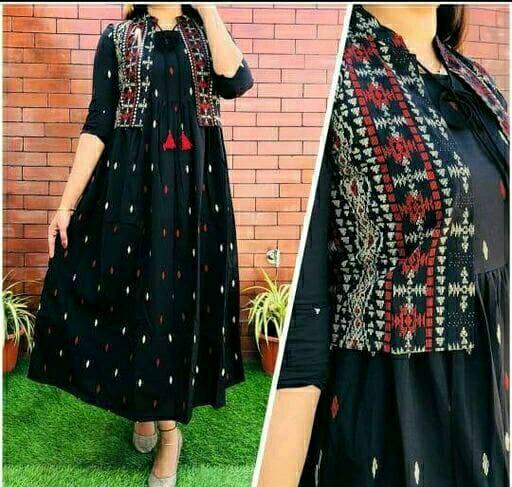 BLACK IKKAT JACKET STYLE Gown