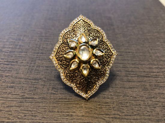 Kundan Gold Plated Adjustable Ring