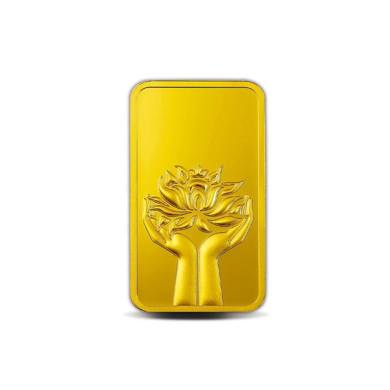 MMTC-PAMP 24k (999.9) 5 gm Lotus Yellow Gold Bar