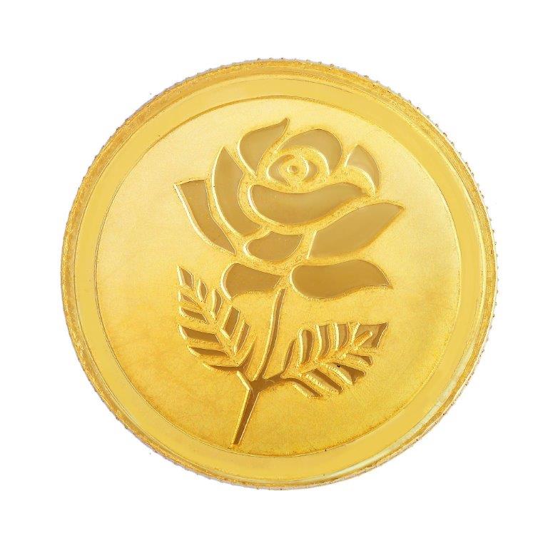 Malabar Gold & Diamonds 24k (999) Rose 8 gms Yellow Gold Coin
