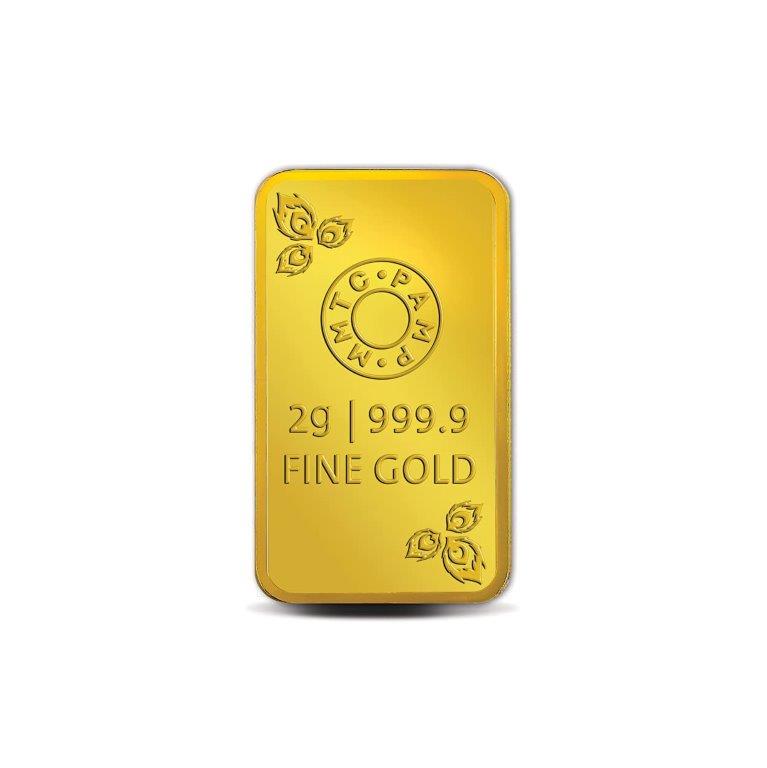 MMTC-PAMP 24k (999.9) 2 gm Peacock Yellow Gold Bar