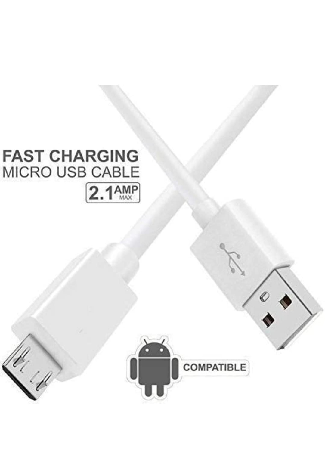 Bhrata USB-A to Micro USB Charging/data Cable for Android Phones and Tablets and all micro USB charging port devices(1 Meter, White) 