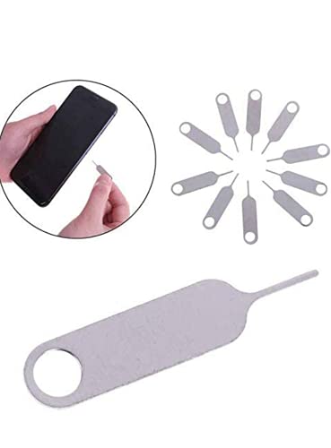 Bhrata Sim Card Tray Eject Ejector Ejection Pin Removal Steel Key Tool Needle Compatible with Smart Tablet Mobile Phone Pack of 10