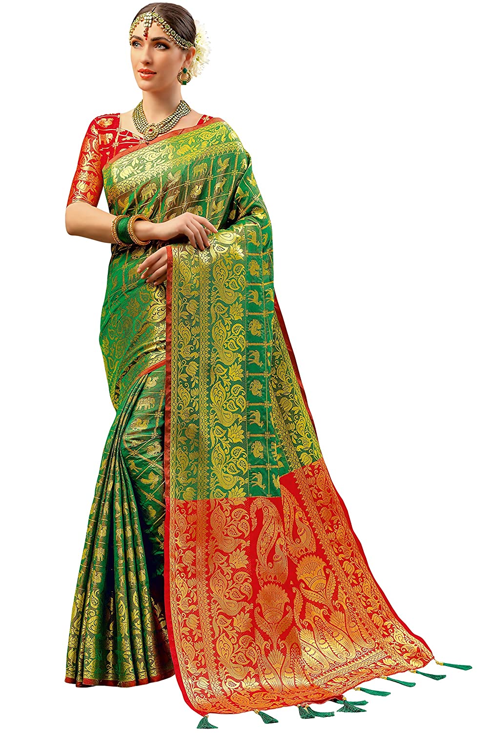 EthnicJunction Women's Art Silk Woven Saree With Blouse Piece