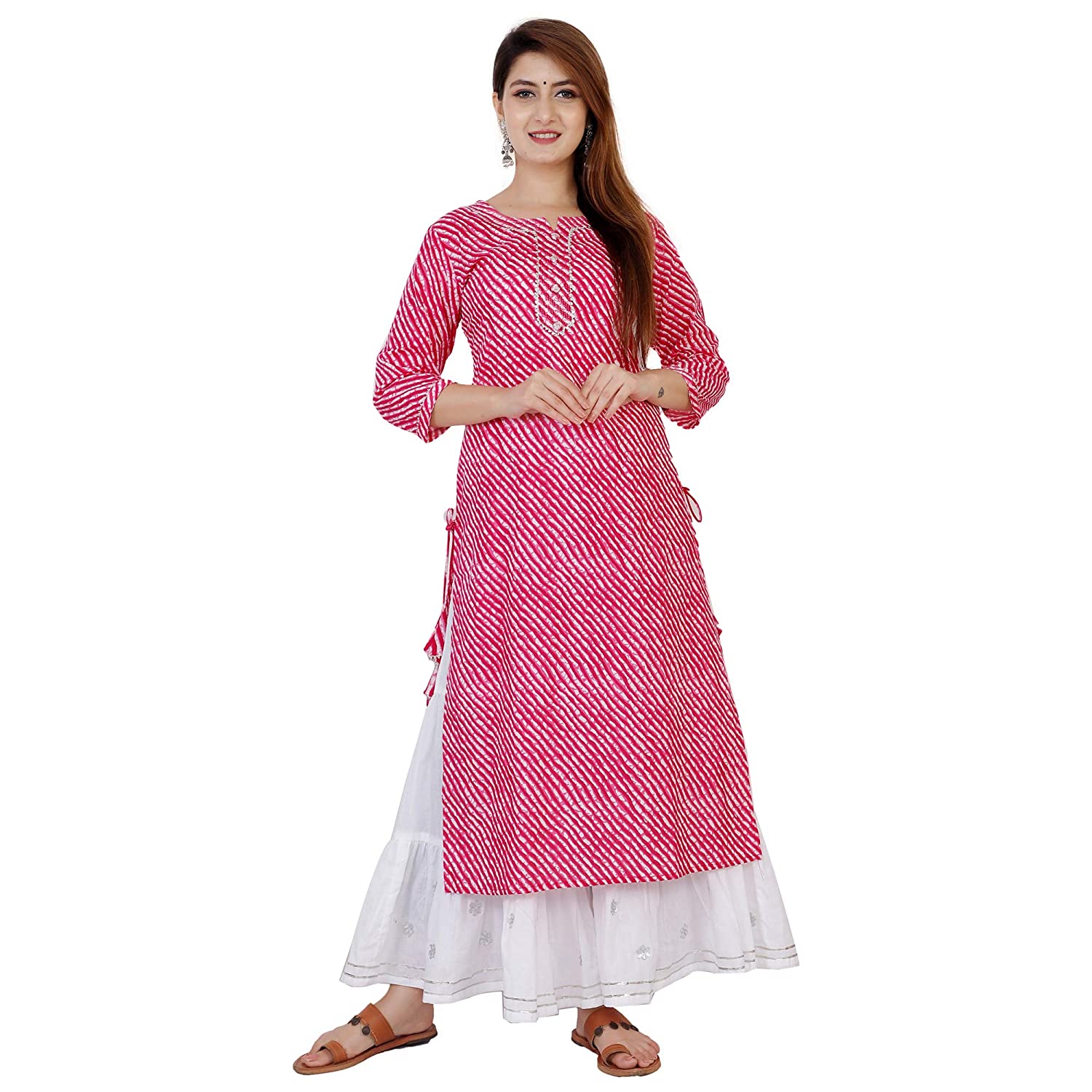 Sanganeri Kurti Women's Cotton Printed Kurta with Sharara Set