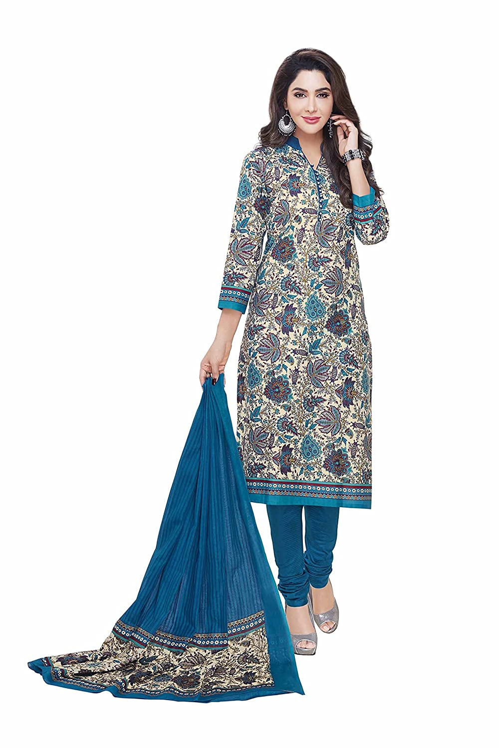 Miraan Cotton Printed Readymade Salwar Suit For Women(MIRAANSAN2311, Multi-Coloured)