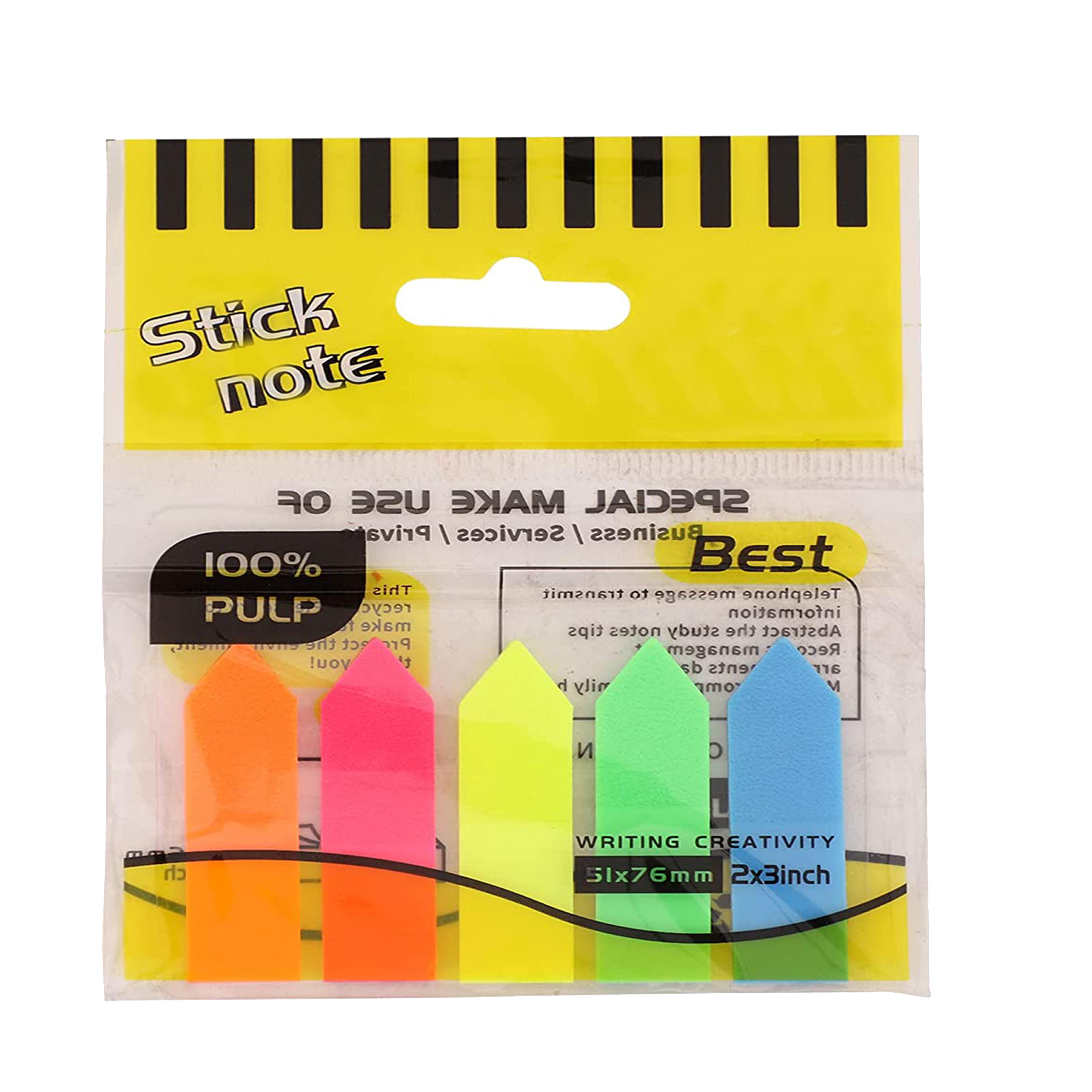 Arrow Flags Index tab,Fluorescent Self Sticky Notes,Text Highlighter for Office, College, School - Self Stick Notes - 125 Stickers BULK ORDER