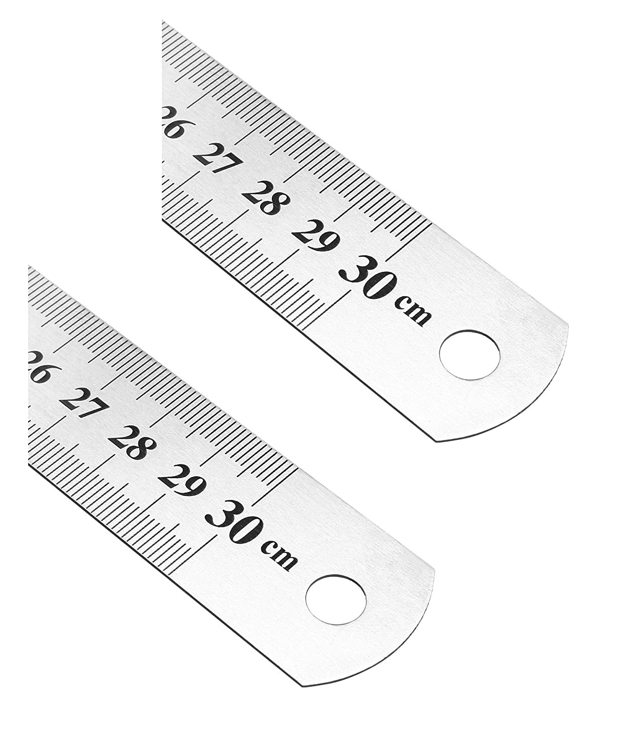 Double Sided Stainless Steel Scale Ruler Measuring Tool Long Ruler Scale for Architects, Engineers, Students (30 cm / 12 Inches) - 2 Pieces