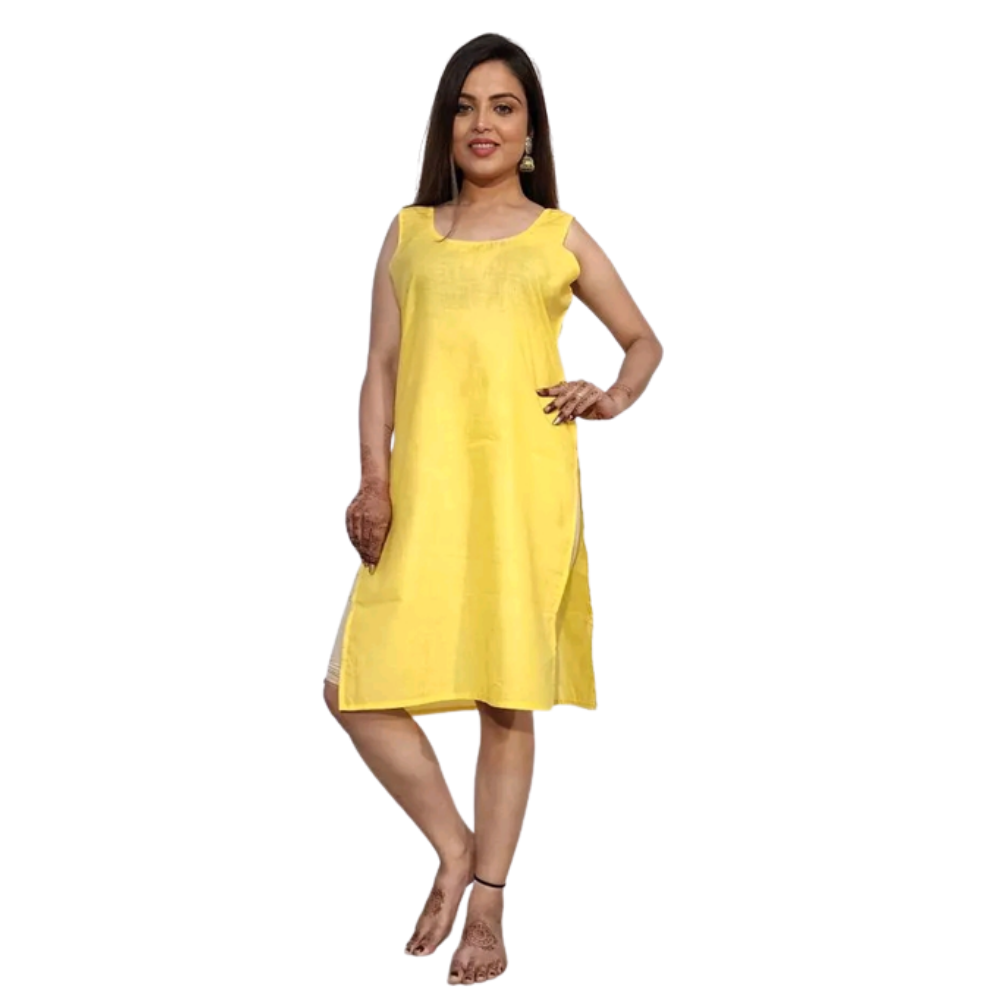 Cotton Yellow Long Sameej/Inner/Camisole for chikankari Transparent fabric Clothing.