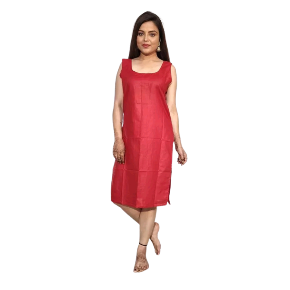 Cotton Red Long Sameej/Inner/Camisole for chikankari Transparent fabric Clothing.