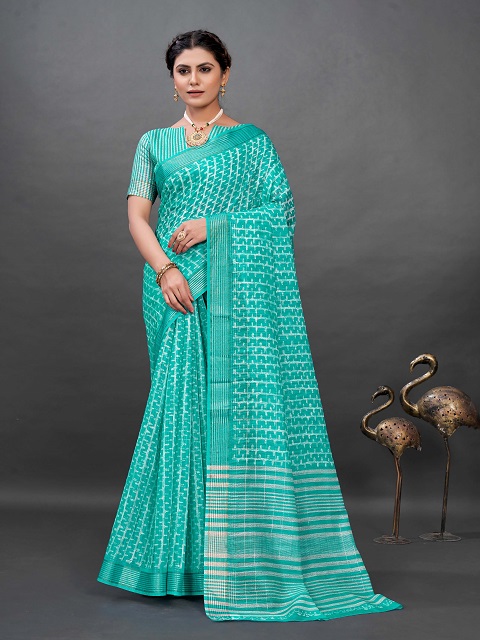 Tussah Silk Blend Sea Green designer Saree