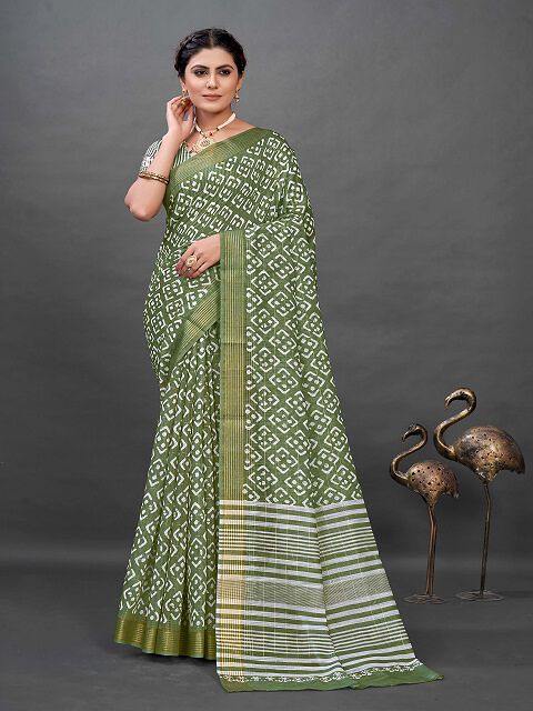 Tussah Silk Blend Green designer Saree