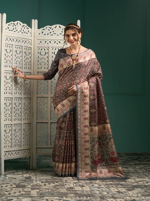 Tussah Manipuri Silk Multi Designer saree