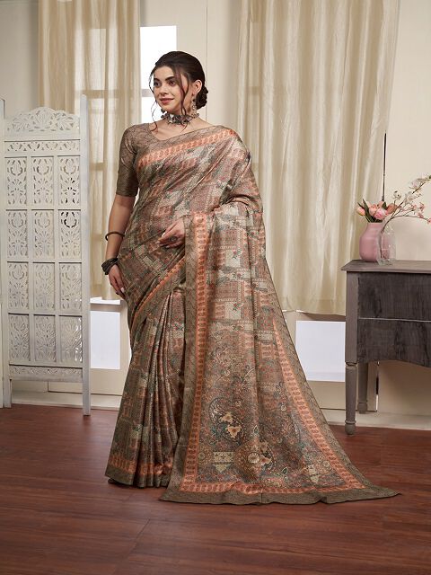 Tussah Pashmmina Silk Designer Saree