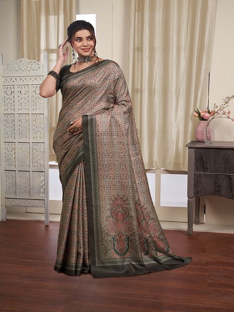 Tussah Pashmmina Silk Designer Saree