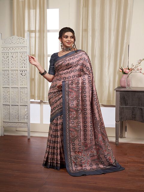 Tussah Pashmmina Silk Designer Saree