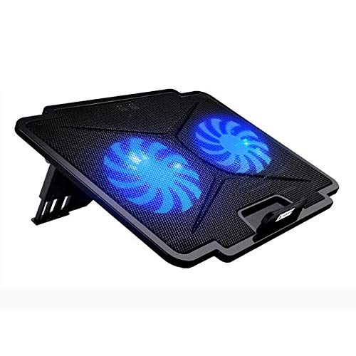 Tarkan Dual Fan Cooling Pad with Dual LED, Fan Control Switch, USB 2.0 Hub, Multi Angle Stand, Suitable for upto 15.6 inch Laptops