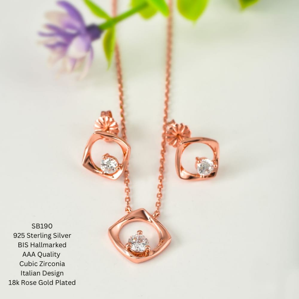 Rose Gold Crystal Window Necklace Set