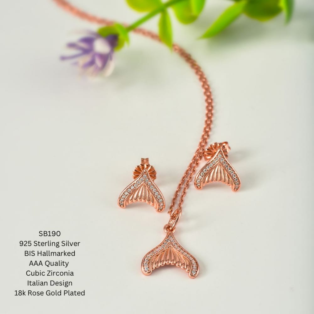 Rose Gold Mermaid’s Tail Pendant Set