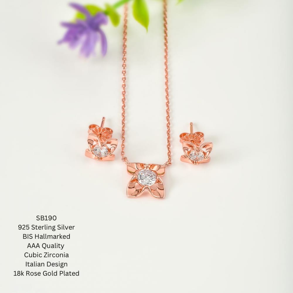 Rose Gold Floral Pendant Set