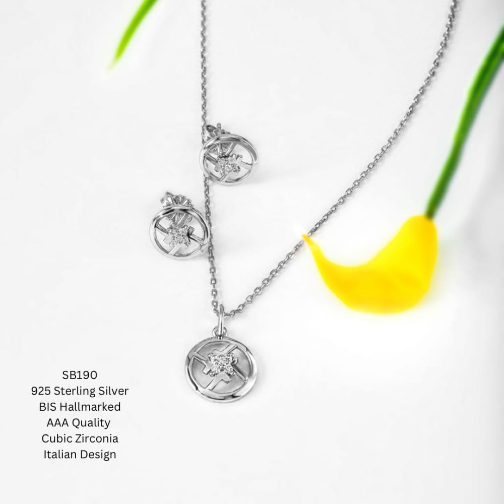 Silver Bouquet Pendant Set