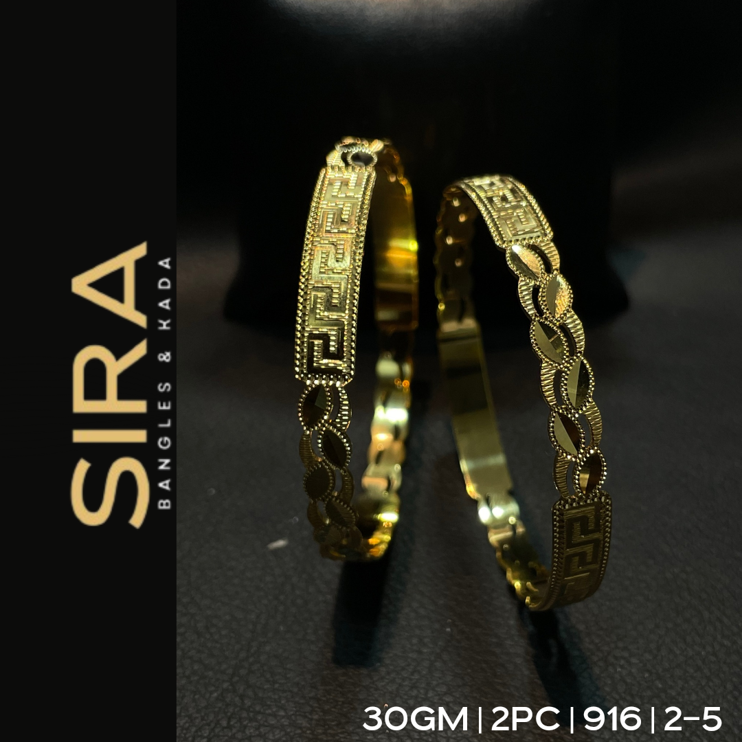 CNC BANGLES 30gms 2Pc 22Kt