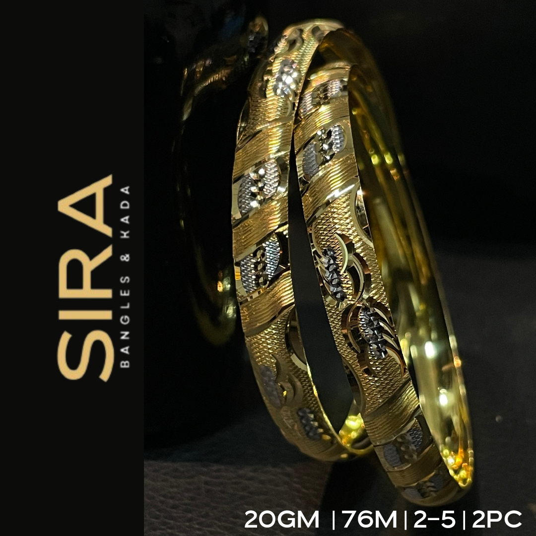 Machine Half Round Bangles -2Pc ,18KT 20Grams