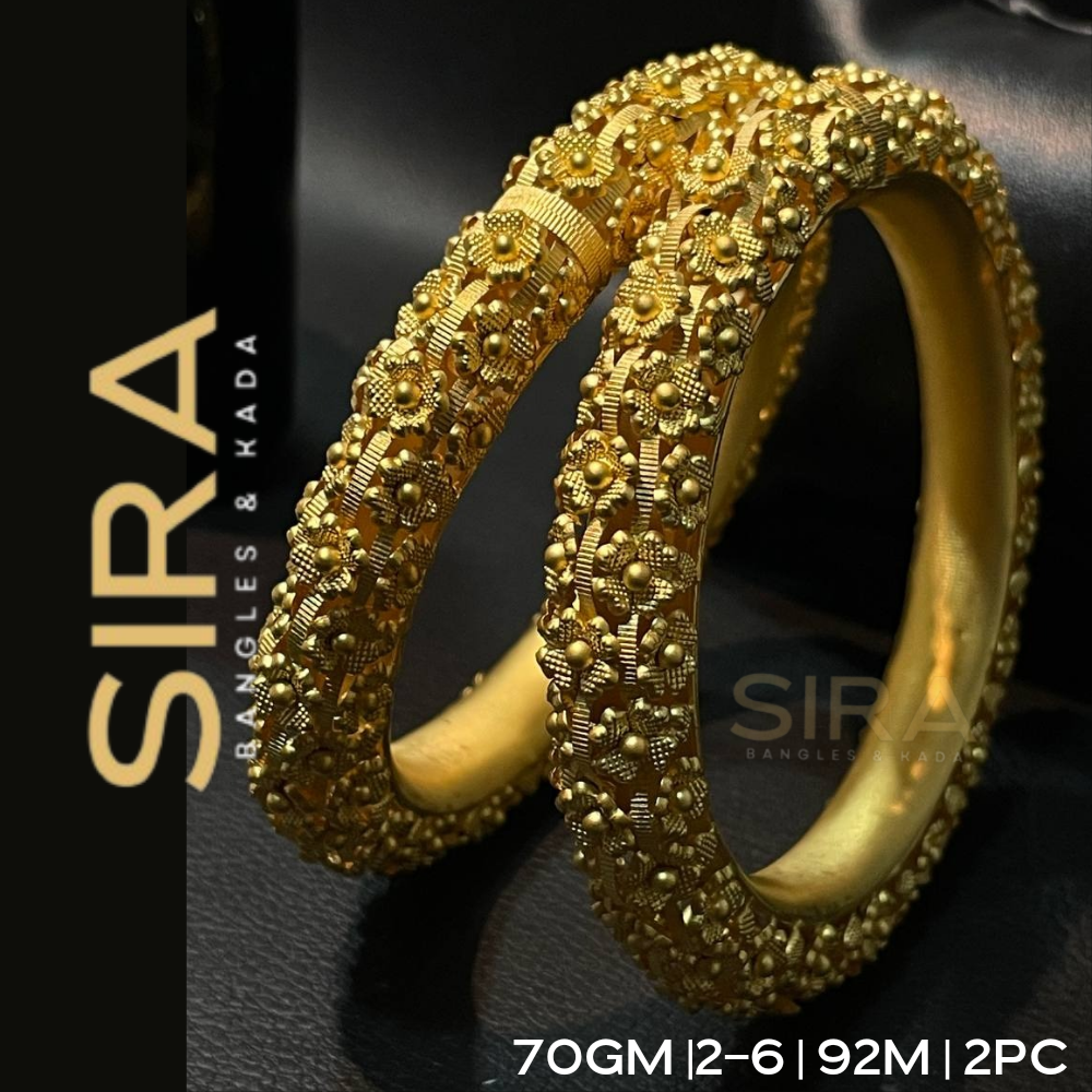 Floral Export Bangles By SIRA from Kolkata 70gm ,22KT,2Pc