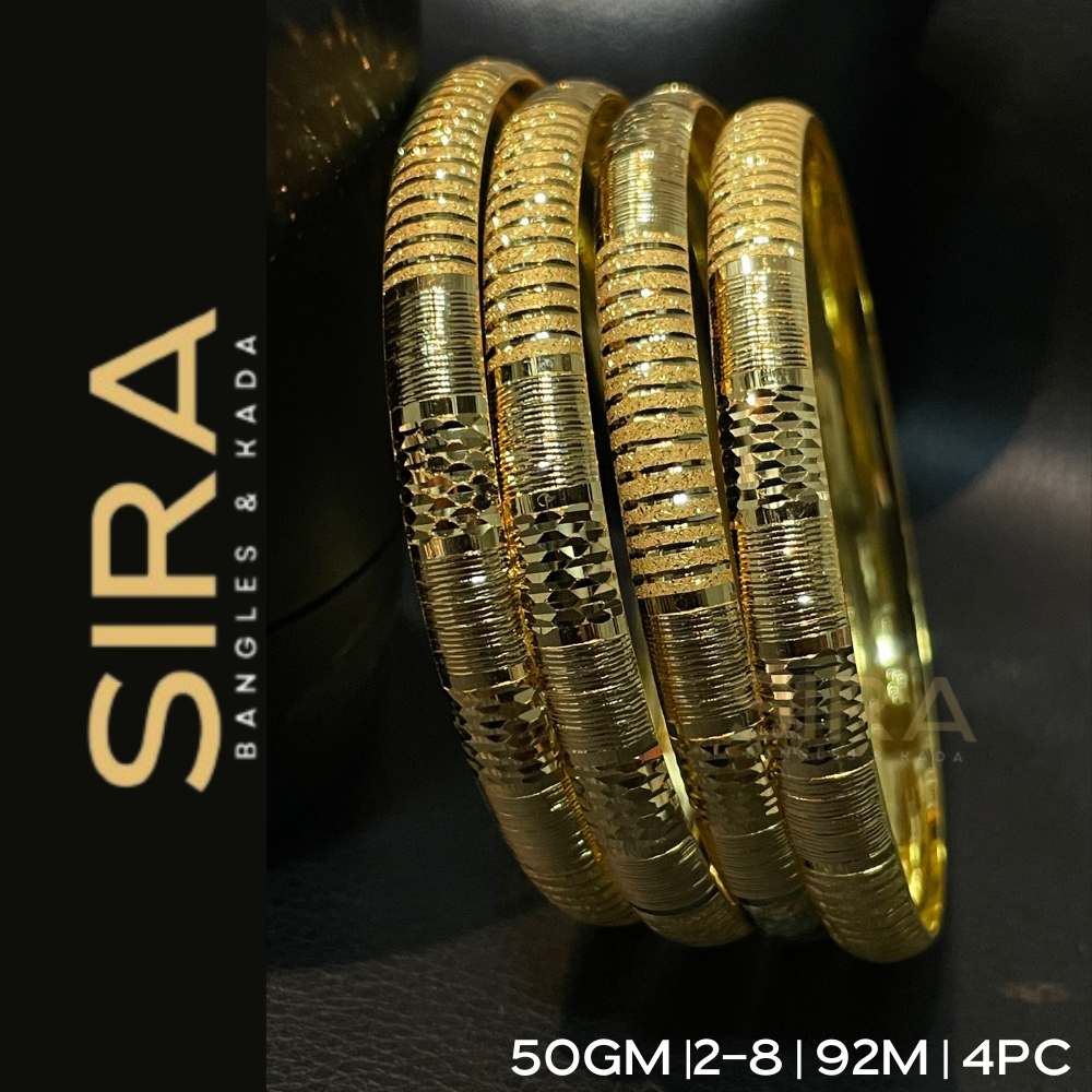 Half Round Bangles by SIRA 50Grams 4Pc Set 22K