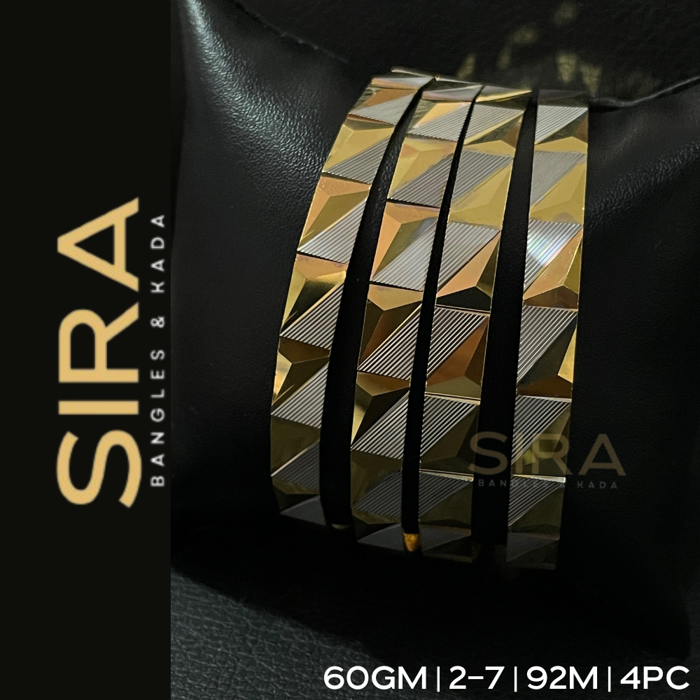 Pyramid Design CNC Bangles by SIRA 50GRAMS 4Pc 22K