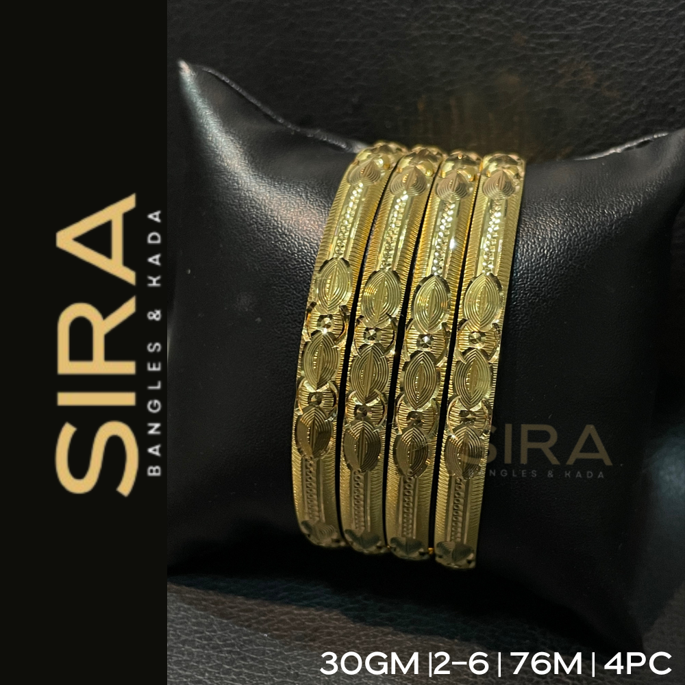 Machine Half Round Bangles 30gms 4Pc 18KT