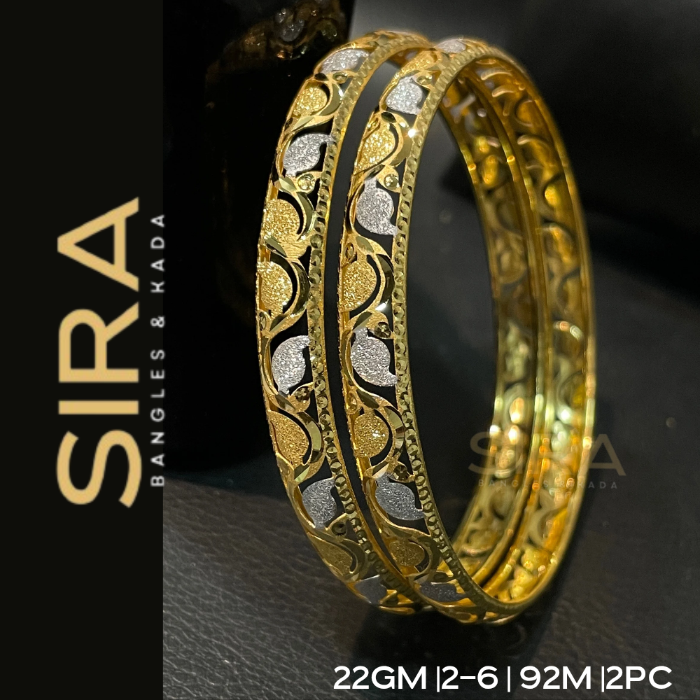 Floral Dai Cutting Bangles 22KT 2Pc